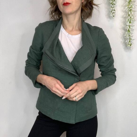 VINCE Cypress Frise moto Jacket green asymmetrical zipper futurecore 2782 - Picture 3 of 10